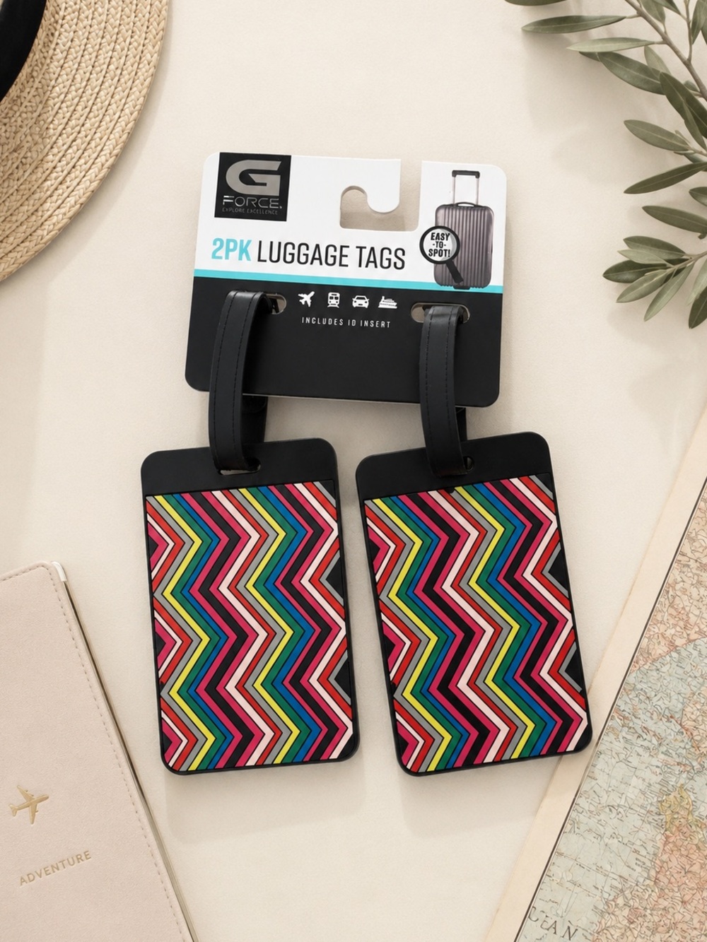 GFORCE • Pack of 2 Luggage Tags in Rainbow Chevron